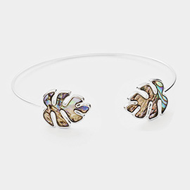 Abalone Stone Leaf Cuff Bracelet