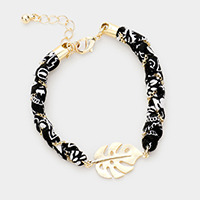 Pattern Fabric Wrapped Leaf Bracelet