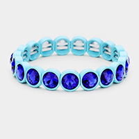 Crystal Stone Resin Bezel Trim Stretch Bracelet 