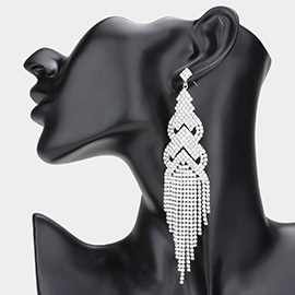 Crystal Rhinestone Statement Fringe Evening Earrings