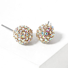 Rhinestone Pave Disco Ball Stud Earrings