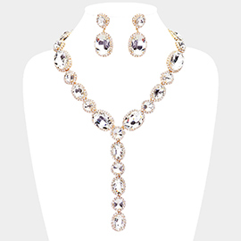 Glass Crystal Rhinestone Y Evening Necklace