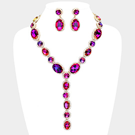 Glass Crystal Rhinestone Y Evening Necklace