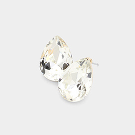 Glass Crystal Teardrop Stud Earrings