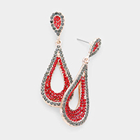 Crystal Rhinestone Pave Petal Evening Earrings