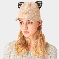 Solid Cat Ear Slouchy Newboy Cap