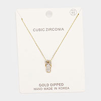 Gold Dipped CZ Flip Flop Pendant Necklace