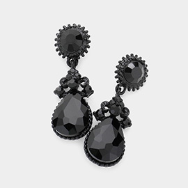 Glass Crystal Teardrop Dangle Evening Earrings