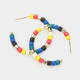 Colorful Bead Hoop Earrings