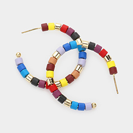 Colorful Bead Hoop Earrings