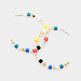 Colorful Bead Pearl Hoop Earrings