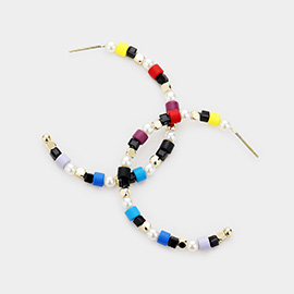 Colorful Bead Pearl Hoop Earrings