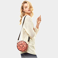 Snake Skin Print Round Crossbody Bag / Belt Bag