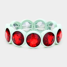 Crystal Stone Resin Bezel Trim Stretch Bracelet