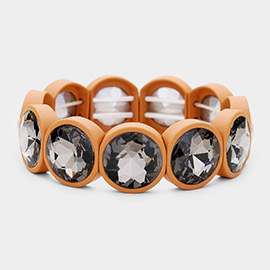 Crystal Stone Resin Bezel Trim Stretch Bracelet