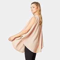 Open Shoulder Solid Poncho