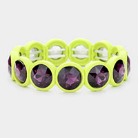 Glass Crystal Round Bezel Stretch Bracelet
