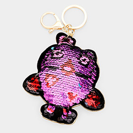 Flip Sequin Owl Plush Key Chain