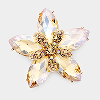 Crystal Marquise Flower Pin Brooch 