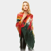 Multi Watercolor Poncho