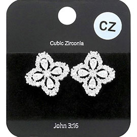 CZ Quatrefoil Stud Evening Earrings