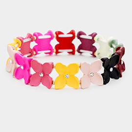 Colorful Flower Rhinestone Stretch Bracelet