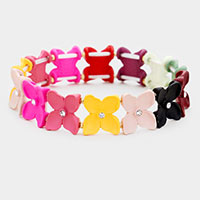 Colorful Flower Rhinestone Stretch Bracelet