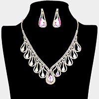 Teardrop Crystal Rhinestone Collar Necklace