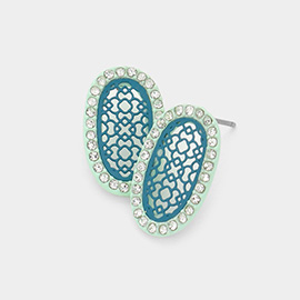 Filigree Rhinestone Stud Earrings