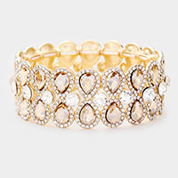 Teardrop Glass Crystal Pave Stretch Evening Bracelet