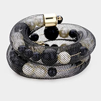 Mesh Tube Pearl Adjustable Bracelet