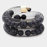 Mesh Tube Pearl Adjustable Bracelet