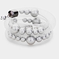 Mesh Tube Pearl Adjustable Bracelet