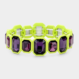 Glass Crystal Resin Trim Stretch Bracelet