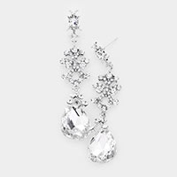 Sprout Rhinestone Pave Teardrop Crystal Drop Evening Earrings 