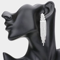 Rhinestone Fringe Clip On Evening Earrings