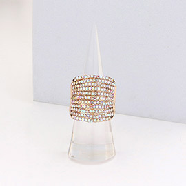 Rhinestone Pave Multi Row Stretch Ring