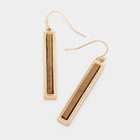 Marble Gem Textured Metal Trim Bar Earrings