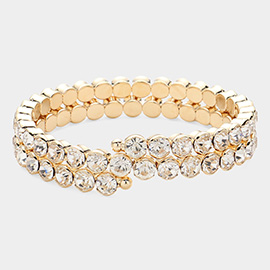 Crystal Rhinestone Bezel Adjustable Evening Bracelet