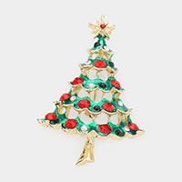 Christmas Tree Rhinestone Pin Brooch