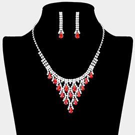 Teardrop Cluster Rhinestone Necklace