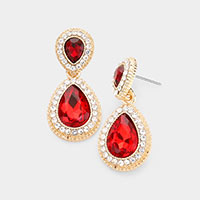 Teardrop Crystal Rhinestone Pave Evening Earrings