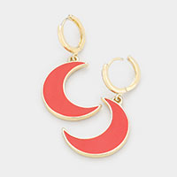 Acrylic Moon Metal Hoop Earring