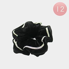 12PCS - Rhinestone Velvet Burnout Scrunchies Hair Bands