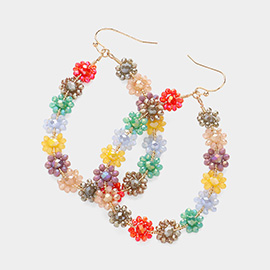 Faceted Bead Cluster Floral Teardrop Earrings