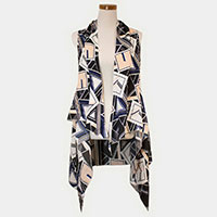 Geometric Pattern Scarf Vest