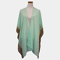 Animal Border Chiffon Kimono Poncho