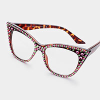 Crystal Cat Eye Clear Optical Lens Glasses