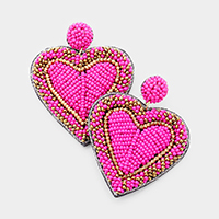 Seed Bead Heart Earrings 