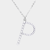 Pearl Statement Monogram Pendant Necklace 